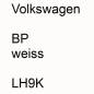 Preview: Volkswagen, BP weiss, LH9K.